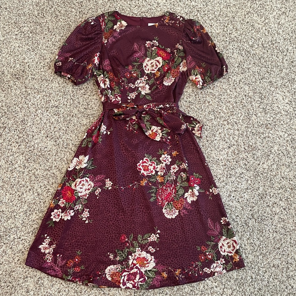 London Times maroon floral dress